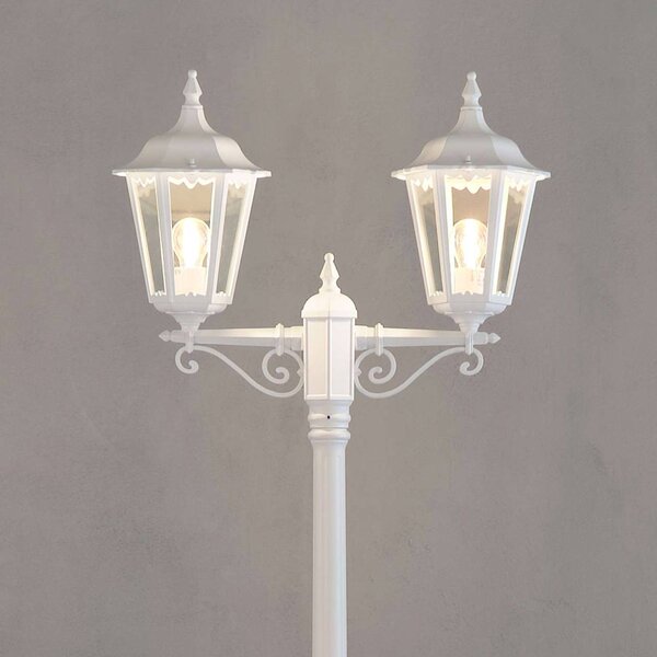 Konstsmide Lampione Firenze 2 luci, bianco FIRENZE, Bianco / Opale, Vetro, Campagna / Rustiche