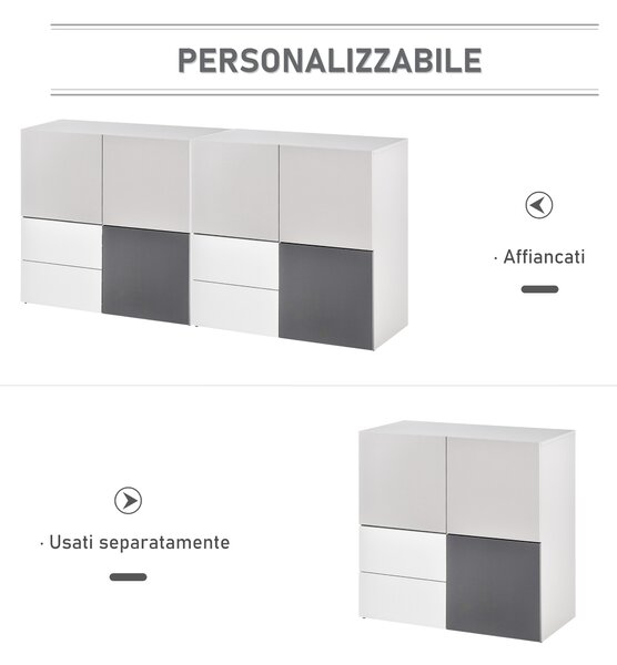 HOMCOM Armadietto Multiuso con Cassetti e Ante in Legno, Mobile per Soggiorno, Camera da Letto, Ufficio|Aosom