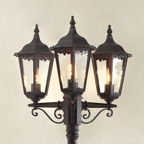 Konstsmide Lampione Firenze 3 luci, nero FIRENZE, dimmerabile, Nero, Alluminio, Campagna / Rustiche