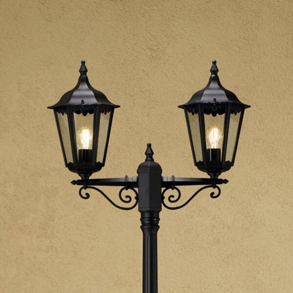 Konstsmide Lampione Firenze 2 luci, nero FIRENZE, Nero, Alluminio, Campagna / Rustiche