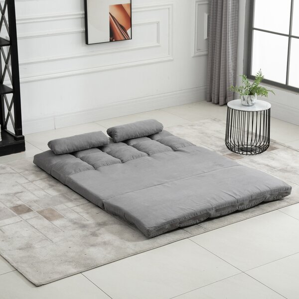 HOMCOM Divano da Terra Pieghevole a Lettino, Schienale Reclinabile su 7 Livelli e Cuscini, 130x73x60cm Grigio Chiaro|Aosom