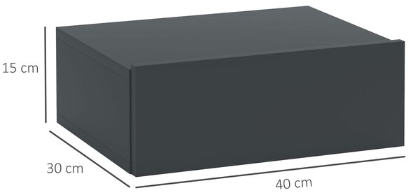 HOMCOM Comodino Sospeso Moderno con Cassetto, in Legno, 40x30x15 cm, Nero