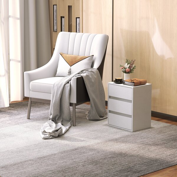 HOMCOM Cassettiera 3 Cassetti Moderna in Legno Bianco, 40x30x50.5 cm