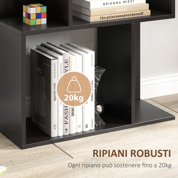 HOMCOM Mobile Libreria in Legno a 5 Ripiani Design Moderno in Legno, 60x24x184.5 cm, Nero