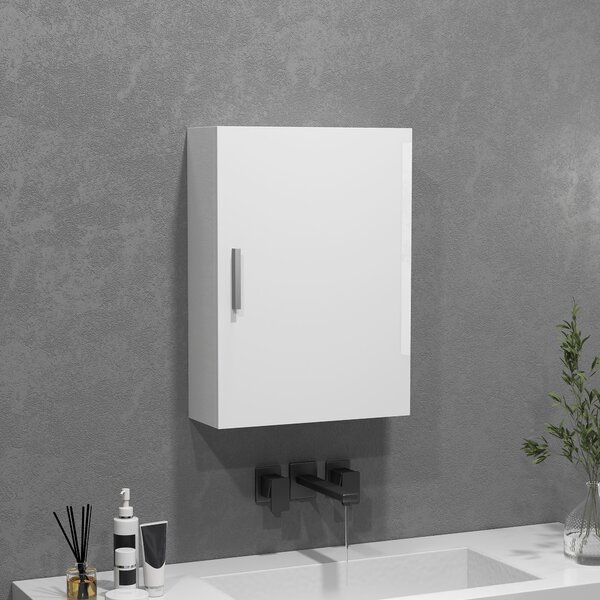 HOMCOM Mobiletto Armadietto Bagno Pensile da Parete in Legno con 3 Ripiani Regolabili in Vetro su 3 Livelli, 40x15x55 cm, Bianco|Aosom Italy