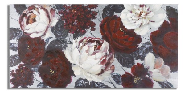 Dipinto su Tela Bianco/Red Flower Darkback 120x3,7x60 cm in Legno di Pino e Canvas Multicolor