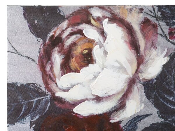 Dipinto su Tela Bianco/Red Flower Darkback 120x3,7x60 cm in Legno di Pino e Canvas Multicolor