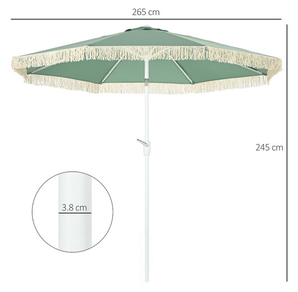 Outsunny Ombrellone da Giardino a Manovella Inclinabile e Palo a 2 Sezioni, Poliestere e Metallo, 2.6x2.4 m, Verde