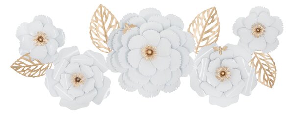 Pannello da Muro Bianco Decor 158x9x60 cm in Ferro Bianco e Oro