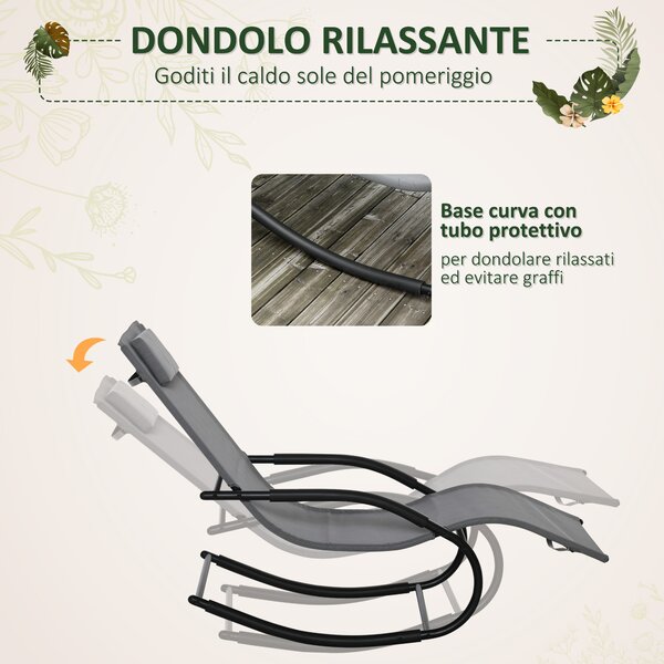 Outsunny Sdraio a Dondolo Zero Gravity Ergonomica, in Metallo e Texteline, 63x160x88cm|Aosom