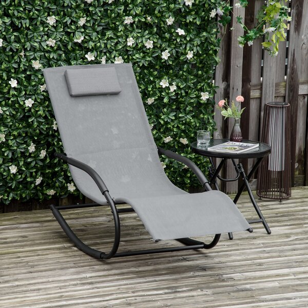 Outsunny Sdraio a Dondolo Zero Gravity Ergonomica, in Metallo e Texteline, 63x160x88cm|Aosom