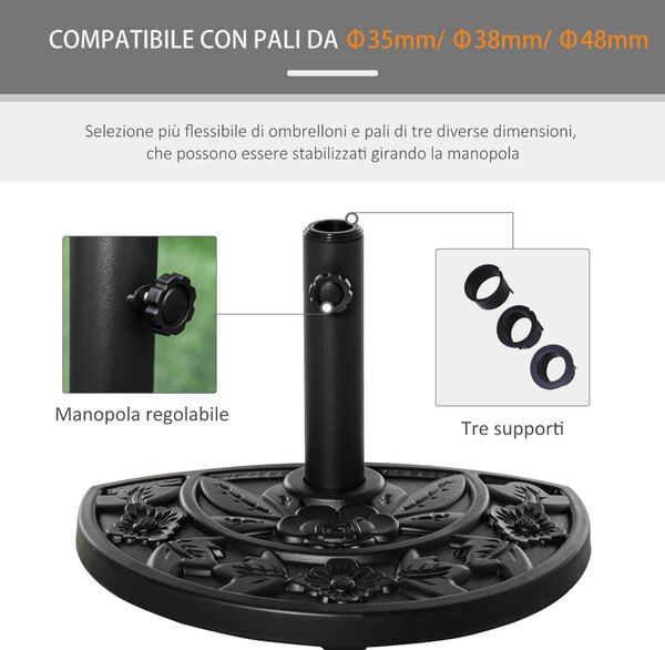 Outsunny Base per Ombrellone con Palo da 35mm / 38mm / 48mm Cemento Φ50x32x32cm|Aosom