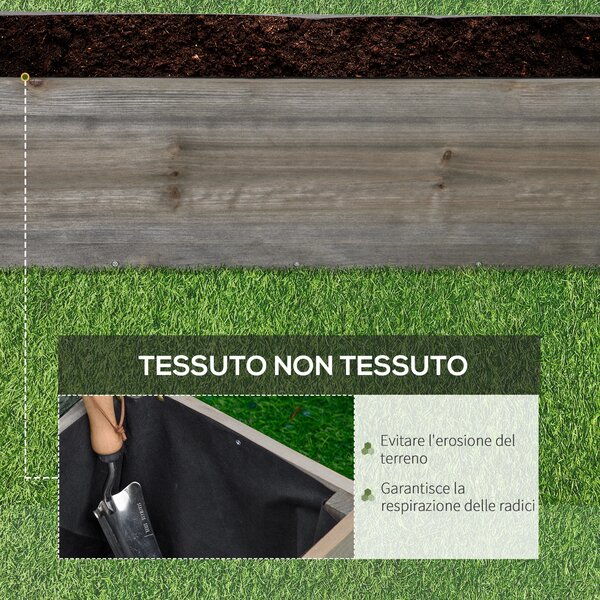 Outsunny Fioriera Rettangolare in Legno di Abete con Ruote e Freno, 96x30.6x30 cm, Grigio