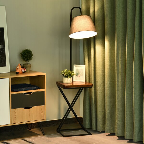 HOMCOM Lampada da Terra Moderna con Caricatore Wireless e Testa Flessibile per Soggiorno, Camera da Letto e Ufficio, 36x36x165 cm|Aosom