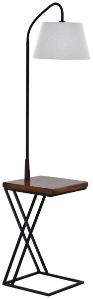 HOMCOM Lampada da Terra Moderna con Caricatore Wireless e Testa Flessibile per Soggiorno, Camera da Letto e Ufficio, 36x36x165 cm