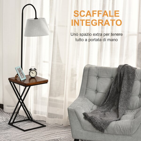 HOMCOM Lampada da Terra Moderna con Caricatore Wireless e Testa Flessibile per Soggiorno, Camera da Letto e Ufficio, 36x36x165 cm|Aosom