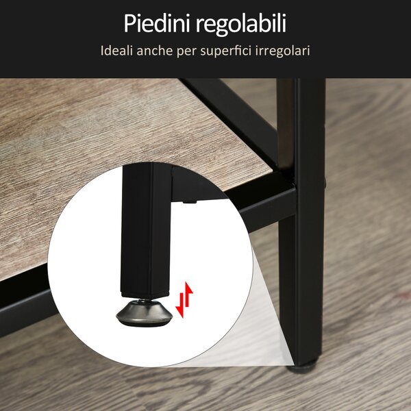 HOMCOM Scaffale Libreria Asimmetrica in Stile Industriale, in Legno e Metallo Nero, 120x32x95cm