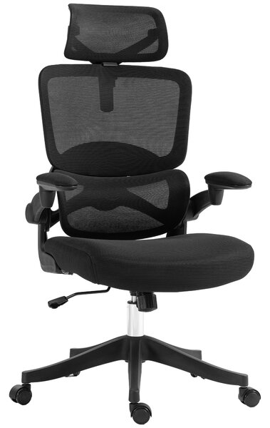Vinsetto Poltrona da Ufficio Girevole con Rotelle e Altezza Regolabile, Sedia ufficio con Supporto Lombare, 62x58x120-133cm, Nera|Aosom Italy