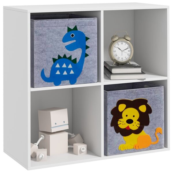 ZONEKIZ Scaffale Portaoggetti per Bambini, Cubi, Cassetti, MDF, Antiribaltamento, Bianco | Aosom Italy