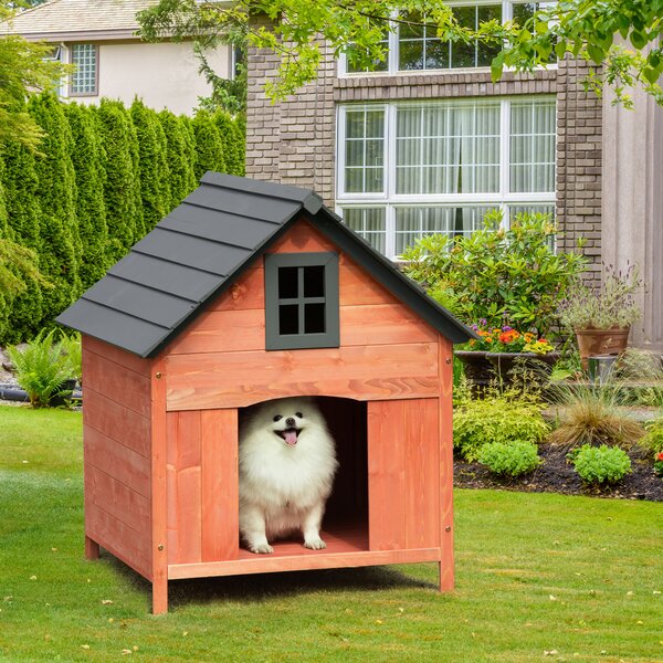 PawHut Cuccia Rialzata per Cani Casa per Cani fino a 30 kg in Legno 81.3x91.5x98.5 cm|Aosom
