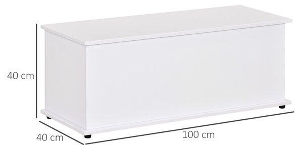 HOMCOM Panca Contenitore Multiuso in Legno Truciolare con Coperchio Apribile, per Camera e Ingresso, 100x40x40cm, Bianco|Aosom