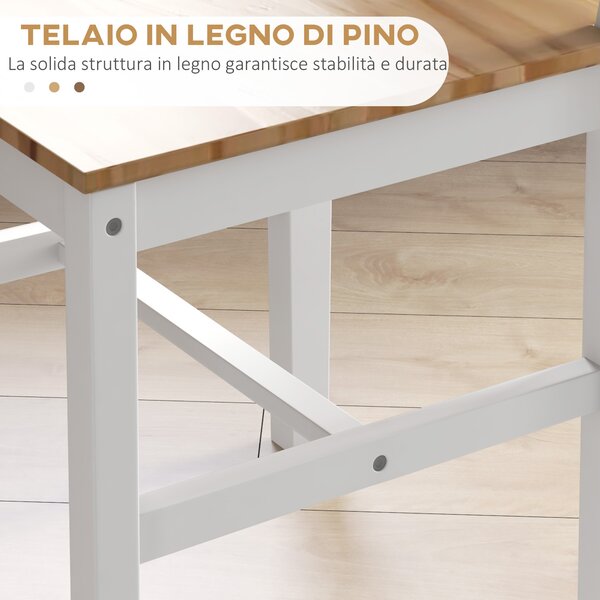 HOMCOM Set 4 Sedie per Cucina e Soggiorno con Schienale a Croce, in Legno di Pino, 41x46.5x86 cm|Aosom