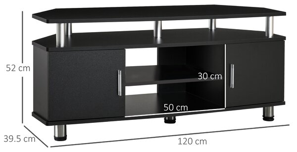 HOMCOM Mobile per TV moderno con 2 armadi scaffale vassoio tappettini antiscivoli gambe in acciaio inossidabile in legno per soggiorno nero|Aosom