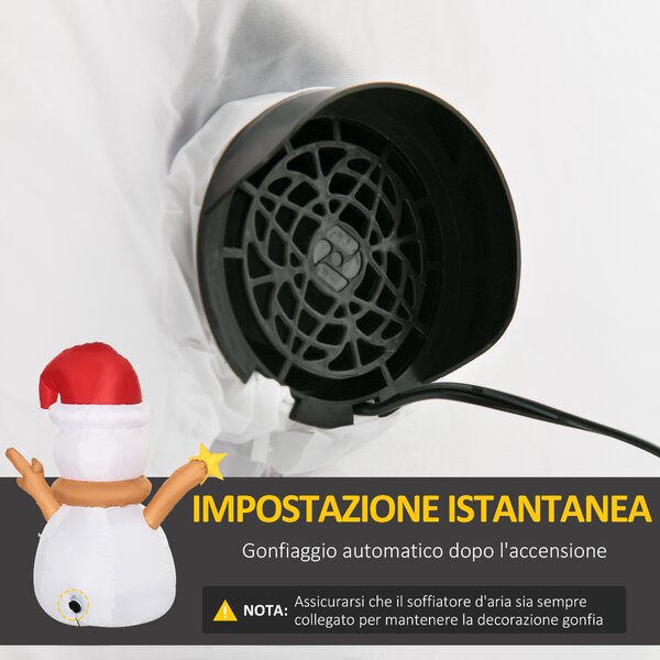 Outsunny Pupazzo di Neve Gonfiabile con Luce LED Colorata con Gonfiatore Incluso, 97x50x120cm|Aosom