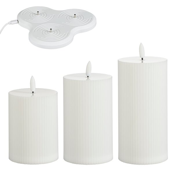 Candele bianche 7,5 cm con set di 3 LED ricaricabili - Donner