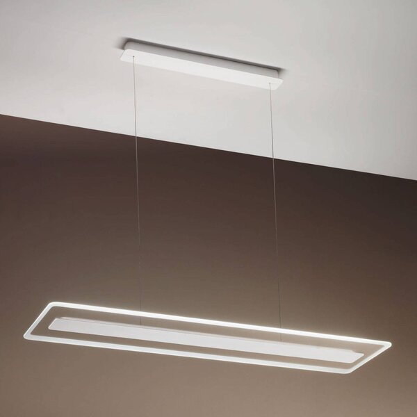 Linea Light Sospensione LED Antille, vetro rettangolare bianco