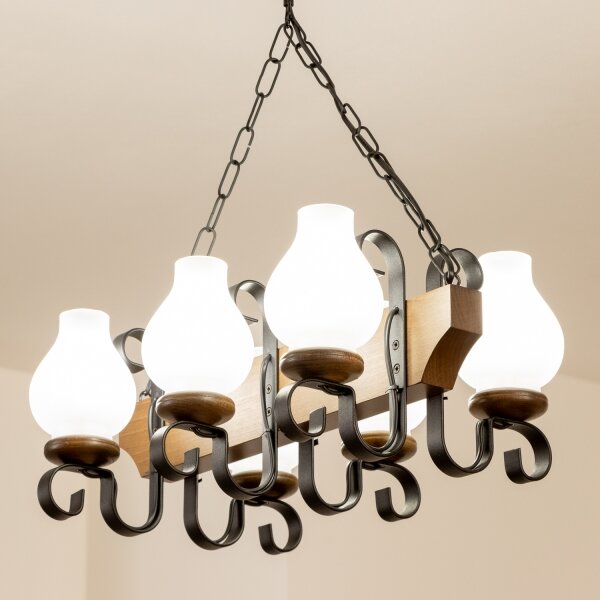 Brilagi - Lampadario a sospensione con catena QUEEN 6xE14/40W/230V faggio/noce