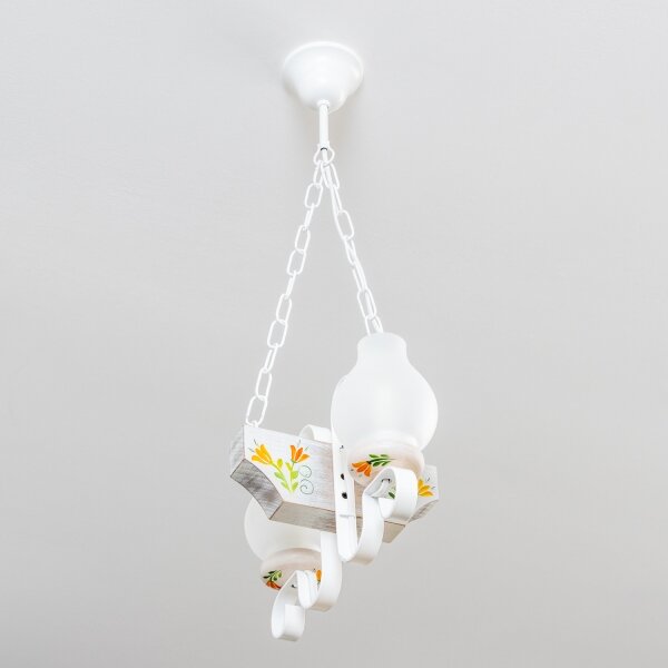 Brilagi - Lampadario a sospensione con catena QUEEN 2xE14/40W/230V faggio/color crema