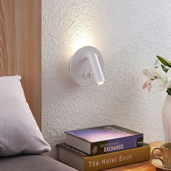 Applique da parete a LED Magya Lucande, Bianco / Opale, Soggiorno / Sala da pranzo, Alluminio, Moderno, Applique a LED