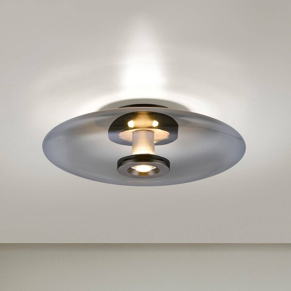 PURE Plafoniera a LED Vitrum, dimmerabile, Alluminio / Grigio / Zincato, Soggiorno / Sala da pranzo, Vetro, Moderno, Plafoniera LED