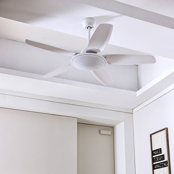 Lucande Ventilatore da soffitto LED Divian, bianco, DC, silenzioso, CCT Divian, Bianco / Opale, Soggiorno / Sala da pranzo, Metallo, Moderno