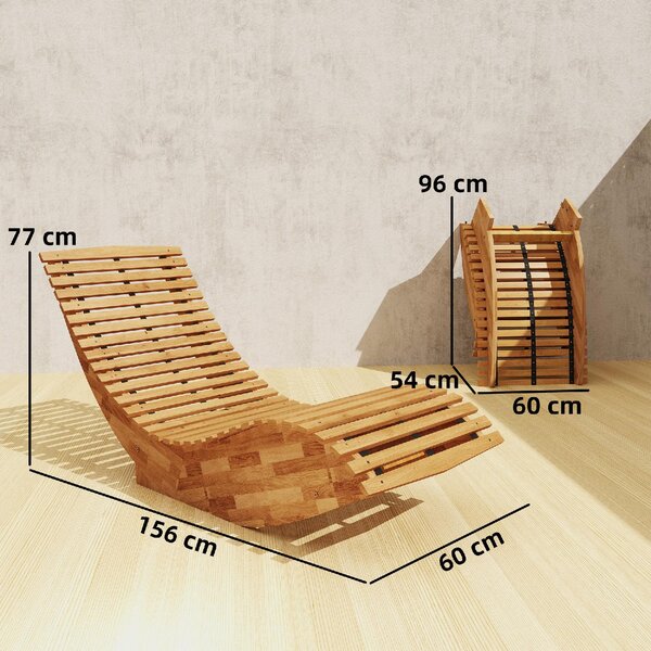 VivaGarden Sdraio da Giardino Ergonomica Set 2 Sdraio in Legno di Acacia Dimensioni 60x156x77 cm colore Legno
