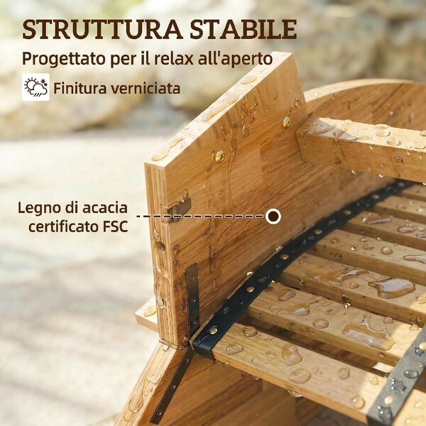 VivaGarden Sdraio da Giardino Ergonomica Set 2 Sdraio in Legno di Acacia Dimensioni 60x156x77 cm colore Legno