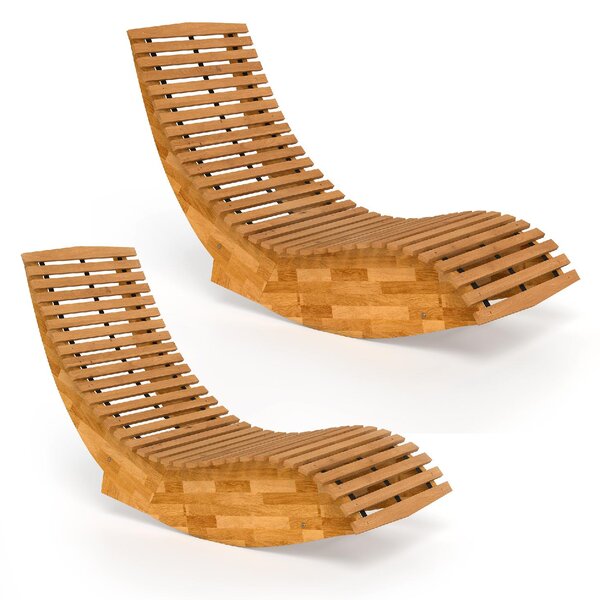 VivaGarden Sdraio da Giardino Ergonomica Set 2 Sdraio in Legno di Acacia Dimensioni 60x156x77 cm colore Legno