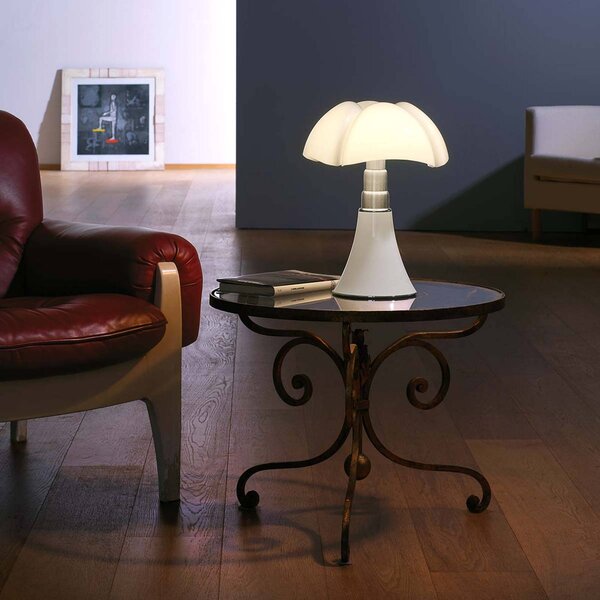 Martinelli Luce Lampada da tavolo di design Minipipistrello, dimmerabile, Bianco / Opale, Soggiorno / Sala da pranzo, Acciaio Inox, Design, Lampada da tavolo