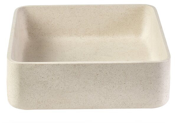 Lavabo quadrato in pietra naturale beige L40 cm FENG