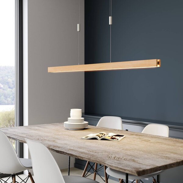 Lampada a sospensione Alin Quitani, dimmerabile, Legno chiaro, Soggiorno / Sala da pranzo, Legno, Moderno, Lampada a sospensione