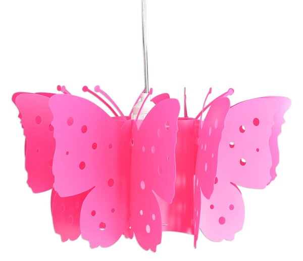 Näve Lampada sospensione Kizi in rosa con farfalle