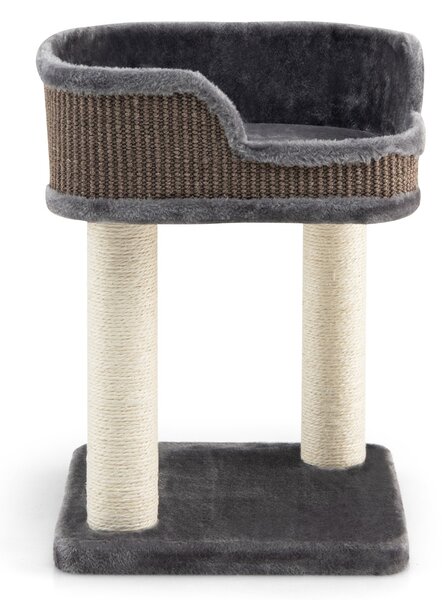 Costway Albero tiragraffi con grande piattaforma di osservazione in peluche tiragraffi, Torre in Sisal naturale Grigio