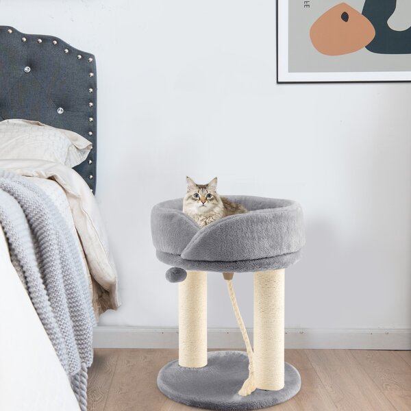 Costway Albero tiragraffi 4 in 1 con piattaforma di osservazione morbida base imbottita, Torre in Sisal naturale Grigio