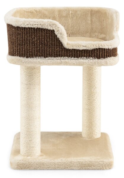 Costway Albero tiragraffi con grande piattaforma di osservazione in peluche tiragraffi, Torre in Sisal naturale Beige