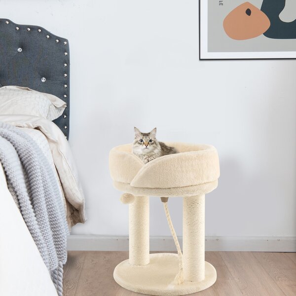 Costway Albero tiragraffi 4 in 1 con piattaforma di osservazione morbida base imbottita, Torre in Sisal naturale Beige