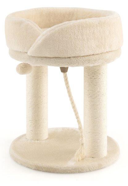 Costway Albero tiragraffi 4 in 1 con piattaforma di osservazione morbida base imbottita, Torre in Sisal naturale Beige