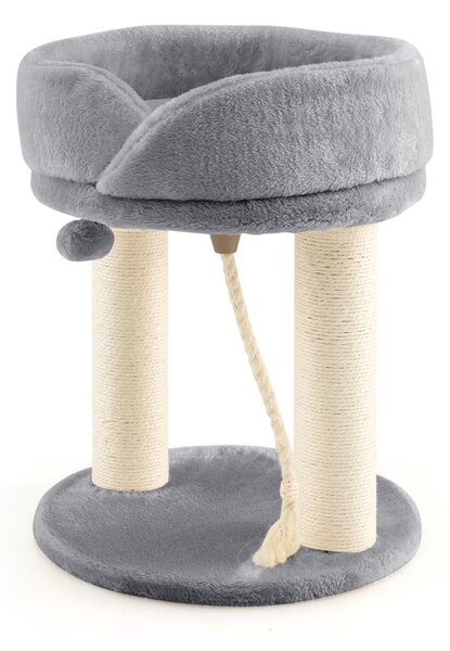 Costway Albero tiragraffi 4 in 1 con piattaforma di osservazione morbida base imbottita, Torre in Sisal naturale Grigio