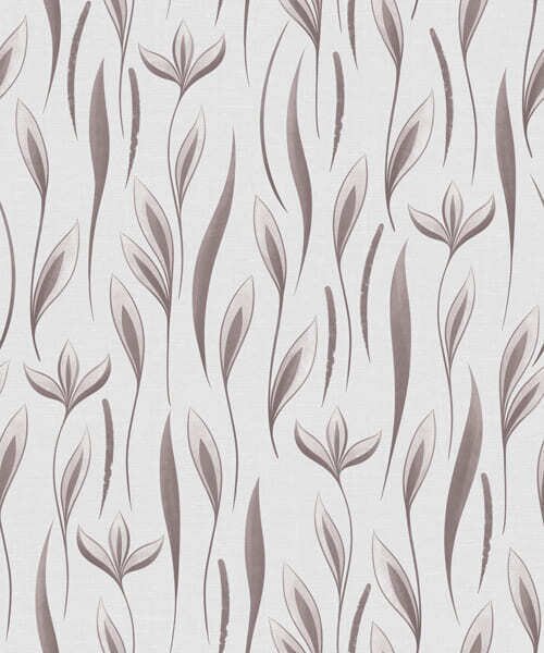 Carta da parati Steli fogliati stilizzati nei toni del grigio-beige, Parati natura classici, Parati natura foglie classici, a01230 : Uwalls.it
