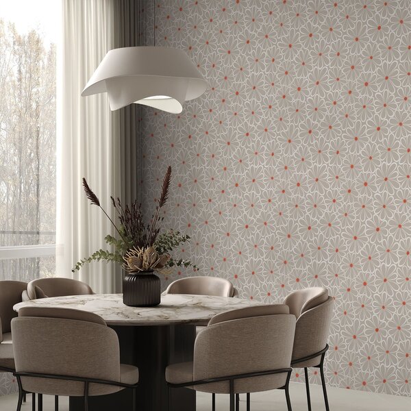 Carta da parati Fiori dai contorni definiti con il centro luminoso, Parati fiori e piante classici, a01234v2 : Uwalls.it